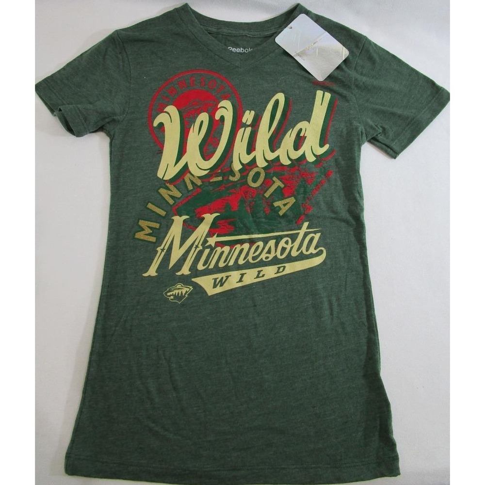 Reebok Girl's Medium Minnesota Wild NHL Hockey T-Shirt Tee TShirt Top NEW